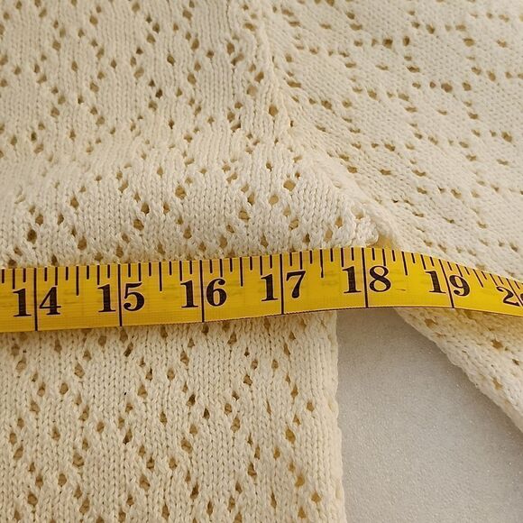 TAKE OUT Women's Vintage Cotton Knitted Long Sleeve Daisy White Cardigan Large - Picture 7 of 7